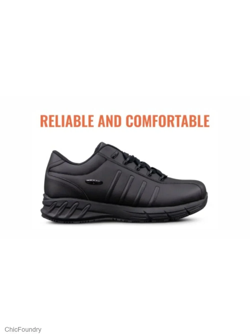 Slip-Resistant Leather Work Sneakers for Women Lace-Up Comfort